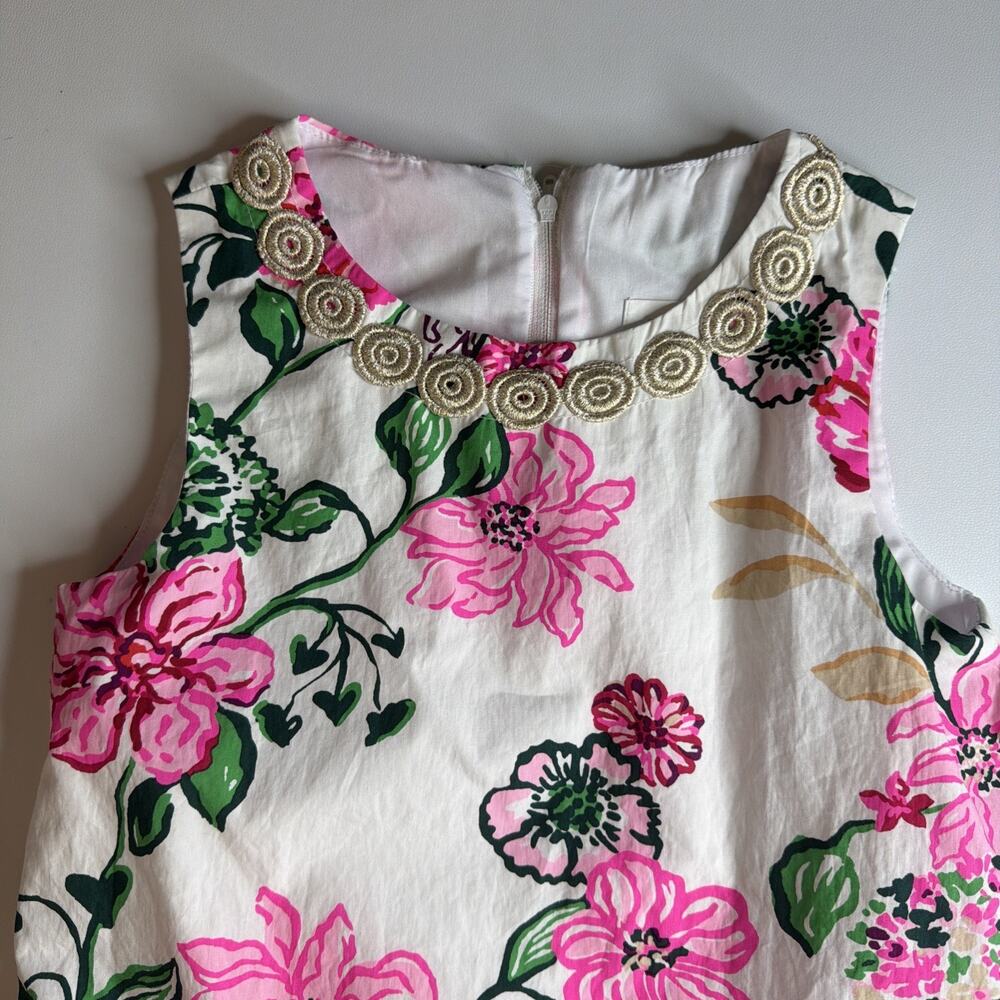 Lilly Pulitzer Girls Size 8 Little Lilly Classic Floral Shift Dress Pink Green - Picture 5 of 14